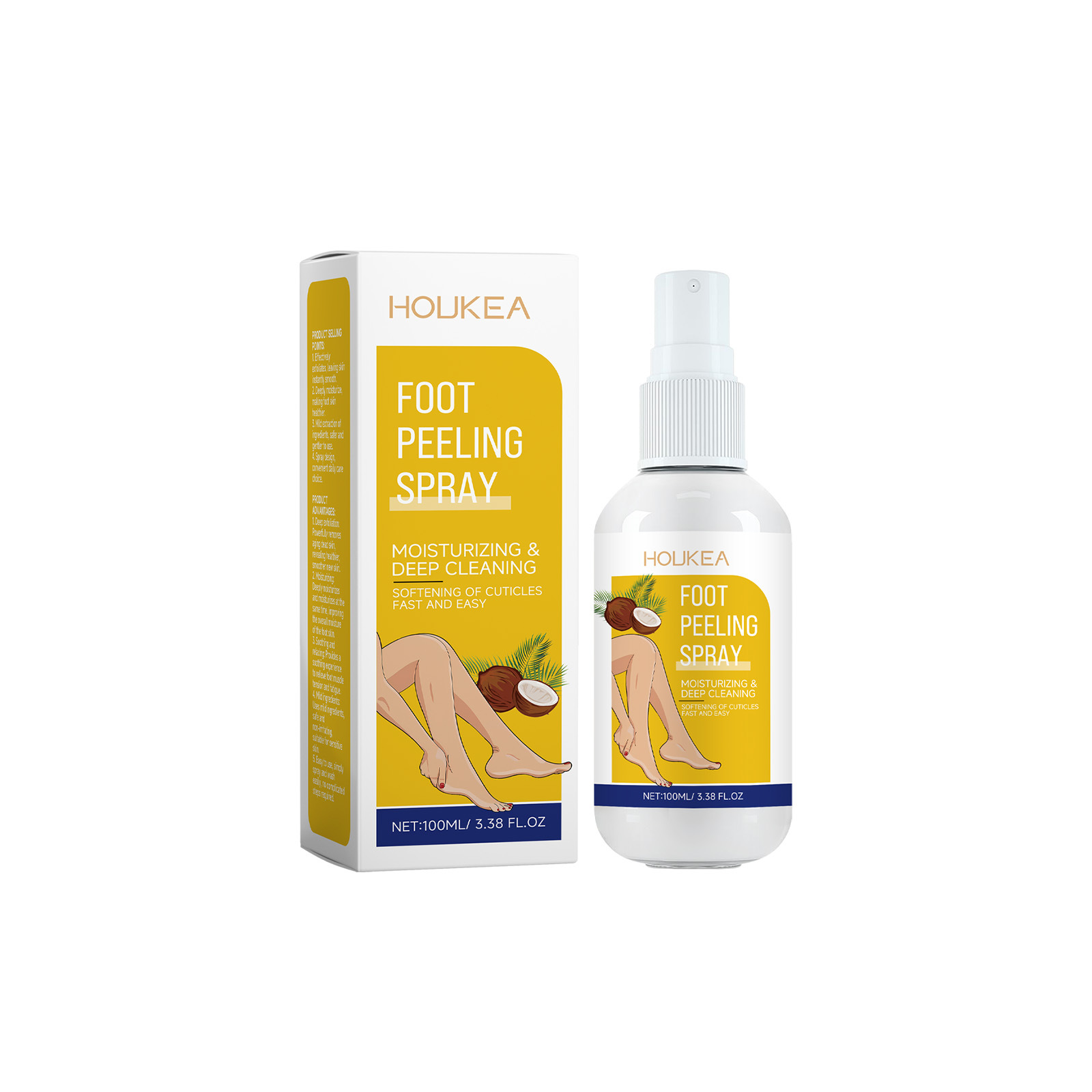 Spray de îngrijire a picioarelor HOUKEA, curățare blândă a picioarelor, piele moale, hidratare, spray de îngrijire hidratantă_voghion.com