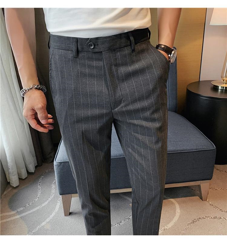 Quần tây sọc nam mùa hè ống côn Hàn Quốc dáng ôm nhẹ — Màu xám đậm với fleece, Quần lửng màu xám đậm, Quần lửng đen, Lông cừu đen chi tiết 5