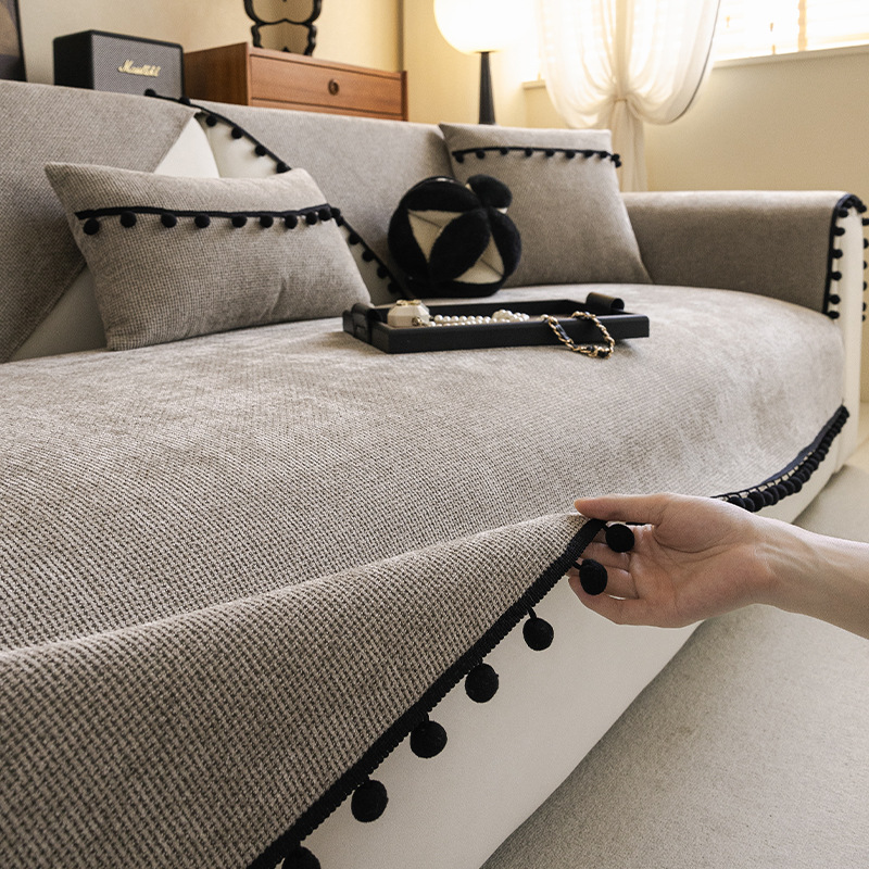 New 2025 Simple Sofa Cushion, Universal for All Seasons, High-End Anti-Slip Cushion, Sofa Towel Cover, Straight Row Cover Cloth Towel