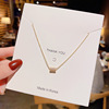 Zirconium with letters, necklace stainless steel, chain for key bag , Korean style, simple and elegant design, Japanese and Korean, light luxury style