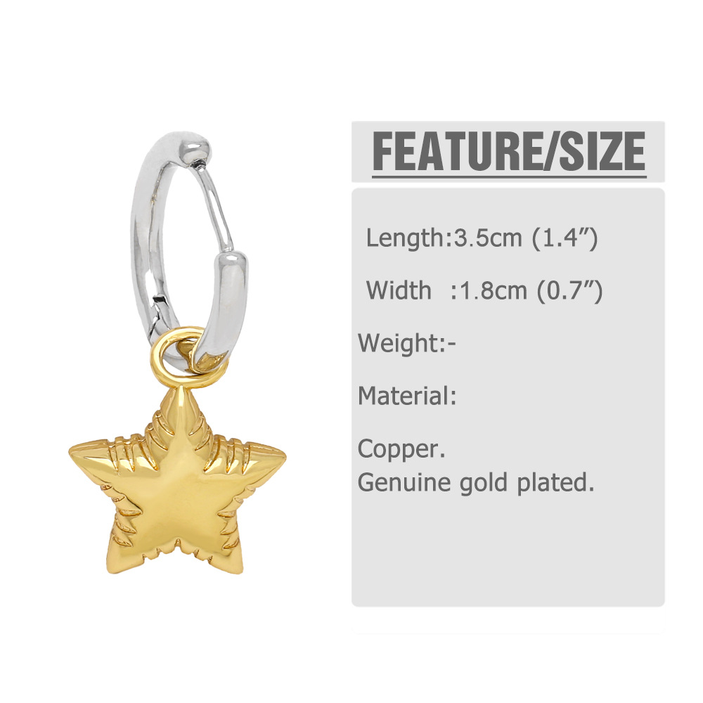 15g Weight Copper Ear Needle Material 1 Pair Casual Simple Style Star Heart Shape Hollow Out Copper 18K Gold Plated Drop Earrings