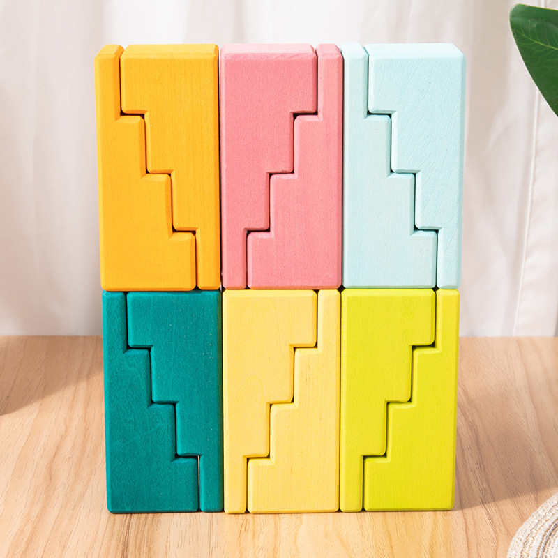 Bloques de construcción de arco iris para niños de madera juguetes bebé color cognición educación infantil altura apilamiento 3-10 años Juguetes