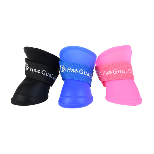 Cross-border pet silicone rain boots, anti-dirty, non-slip, waterproof dog shoes, soft sole foot covers, small dog and cat teddy rain boots