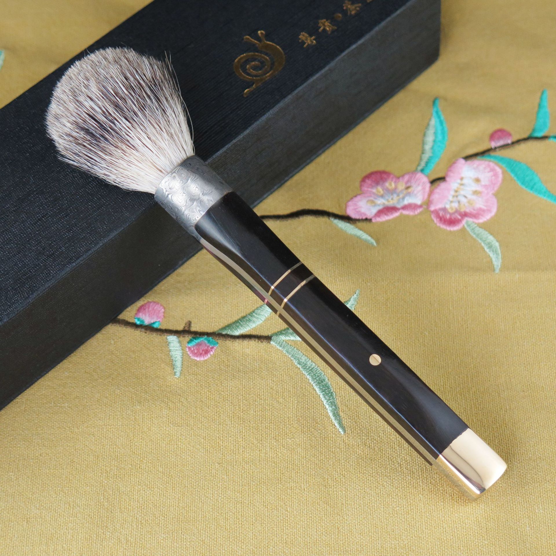 樱之帆厂家直供功夫紫光檀养壶笔 铜尾大马士革清理壶盘茶具毛扫