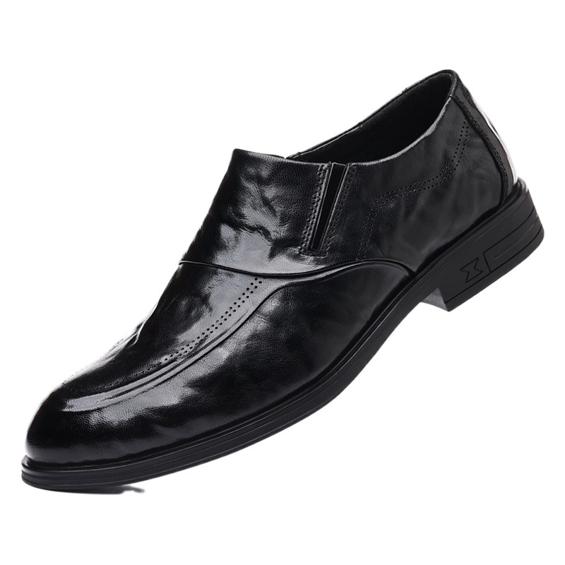 Piel de vaca de primera capa nuevos zapatos de cuero casuales para hombres zapatos formales para hombres de negocios zapatos individuales puntiagudos de cuero antideslizante para hombres