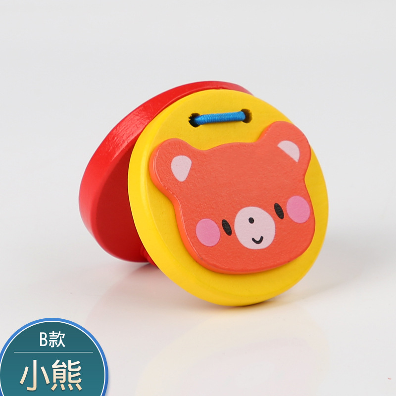 Instrumentos musicales de madera Orff para niños, dibujos animados, castañuelas, ayudas didácticas, iluminación para niños, juguetes educativos para la primera infancia