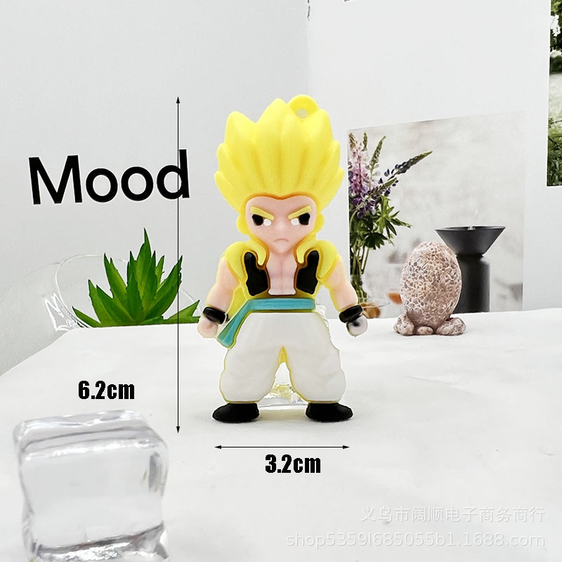 (2개) 새로운 애니메이션 드래곤 볼 키 체인 펜던트 PVC 부드러운 고무 인형 자동차 장식품 가방 펜던트 인형 선물