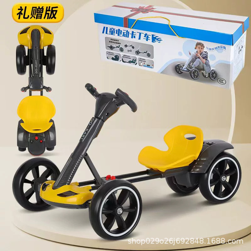 Kart eléctrico para niños plegable y se puede sentar 3-8 coche de juguete portátil para niños instalación gratuita vehículo eléctrico de cuatro ruedas
