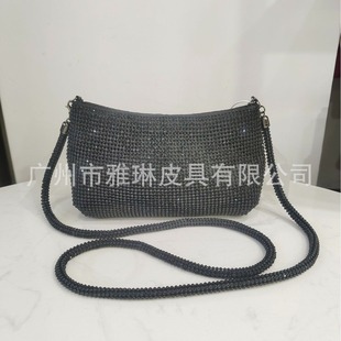 Women's Messenger Bag Summer Rhinestone Wallet Silver Diamond Evening Dance Rhinestone Color Diamond Portable Messenger Bag Evening Bag