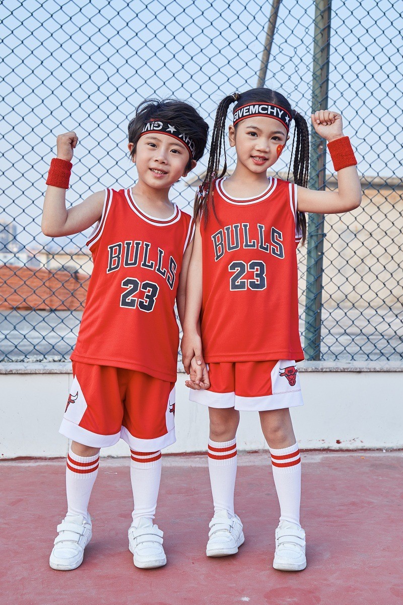 Children's Wear Bulls Team No.23 Performance Children's Basketball Suit Boys and Girls Teenagers Kindergarten Primary School Students