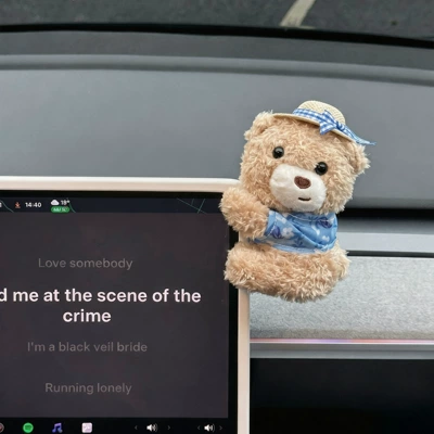 Car dashboard screen decoration cute little bear car interior decoration accessory small figurine computer monitor toy (Car ornaments) - straw-hat-bear-car-ornament