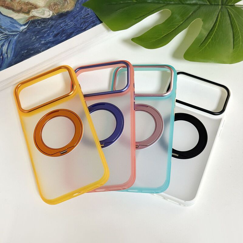 Suitable for Apple 17Promax Transparent Mobile Phone Case with 360-Degree Rotating Stand and Magnetic Suction for iPhone 17, Fully Covered and Anti-Fall