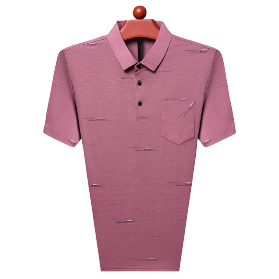 Real Pocket Short-sleeved T-shirt Middle-aged and Elderly Men's Loose Lapel Half-sleeved T-shirt Men's Polo Dad Grandpa Top Summer