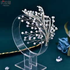 優拉潘 歐美水晶髮飾時尚盤發新娘頭飾手工編織飾品婚紗配飾HP587