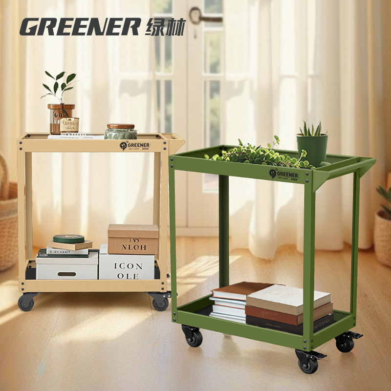 Green Forest Carriage Multifunctional Coffee Shop Mobile Home Ferro Forjado Green Plant Rack de almacenamiento image 1