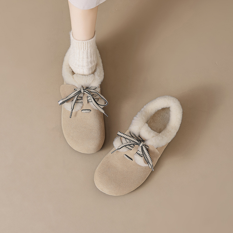 Augu Lion Dengjia Bocken zapatos de terciopelo para mujeres 2025 nuevo invierno engrosado un pie de zapatos de algodón de lana de suela gruesa zapatos de tostada