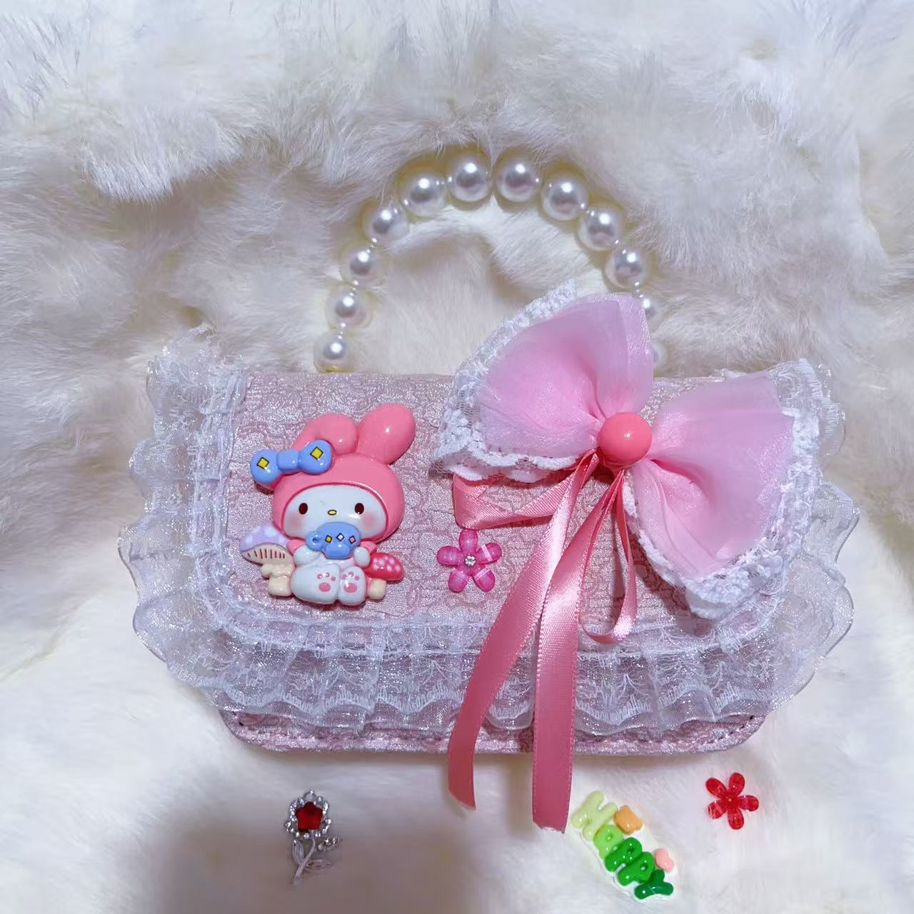 Bagos de hombro para niños primavera y verano frescos bolsos de perlas para niñas Aisha pequeña princesa bolsos de mochila de estilo extranjero