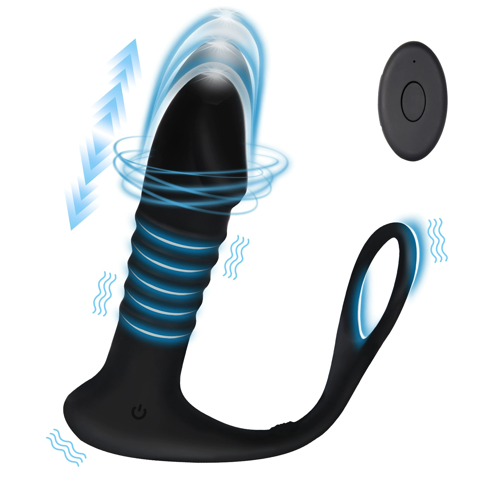 Men's Automatic Massager, Remote-Control Prostate Stimulator with Ring, 3 Speeds, Black