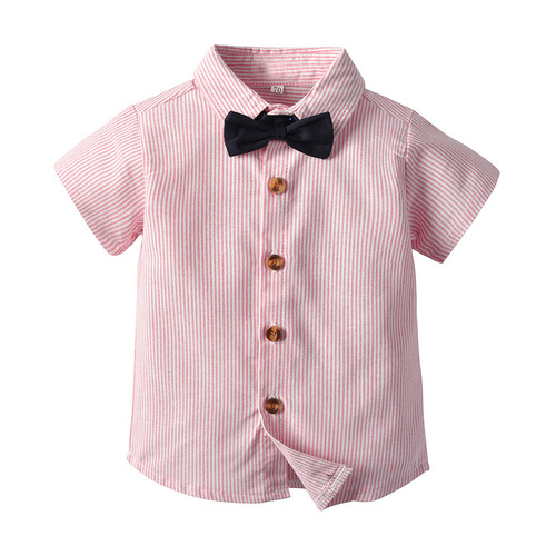 Cross-border baby boy gentleman dress summer new classic striped short-sleeved shirt shorts suit boy performance clothing