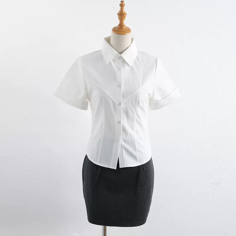 辣妹纯欲JK制服收腰衬衫女学院风修身显瘦白色衬衣包臀裙两件套装