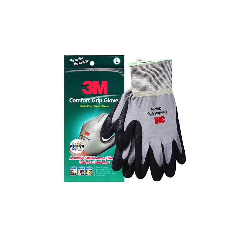 3M guantes de protección laboral resistente al desgaste trabajo antideslizante inmersión recubierto Palma nitrilo caucho sitio de construcción trabajo protección industrial transpirable