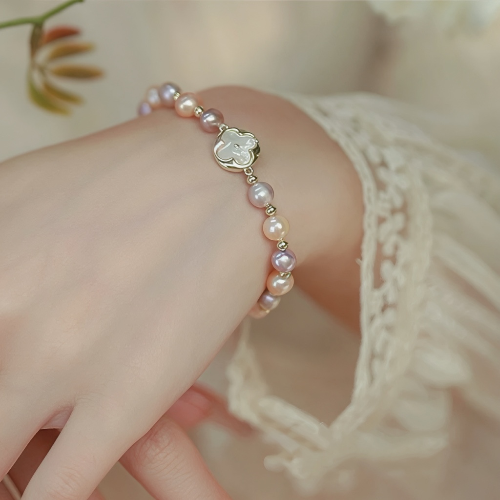 Natural Dopamine Colorfuled Pearl Bracelet for Women, New High-End, Accessible Luxury, Niche Design, Beaded Bracelet for Besties