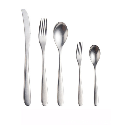 Crescent Series Retro Old Stainless Steel Western-style Knives, Forks and Spoons Snowflake Frosted Texture Frosted Dessert Spoons and Chopsticks