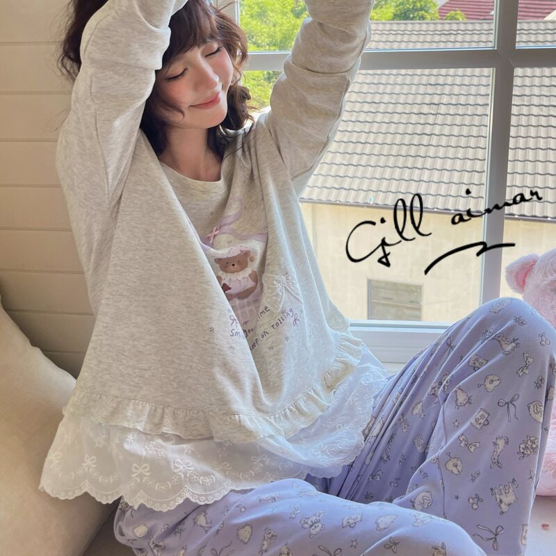 *Gill Aimar* 小熊家正品 秋季新品可爱卡通睡衣女家居服套装8319|undefined