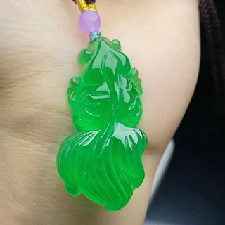 翡翠冰透正阳绿金鱼 国风经典款 翡翠挂件
