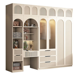 Modern Simple Solid Wood Wardrobe Home Bedroom Large Wardrobe Sliding Door Children's Locker Rental Room Storage Cabinet
