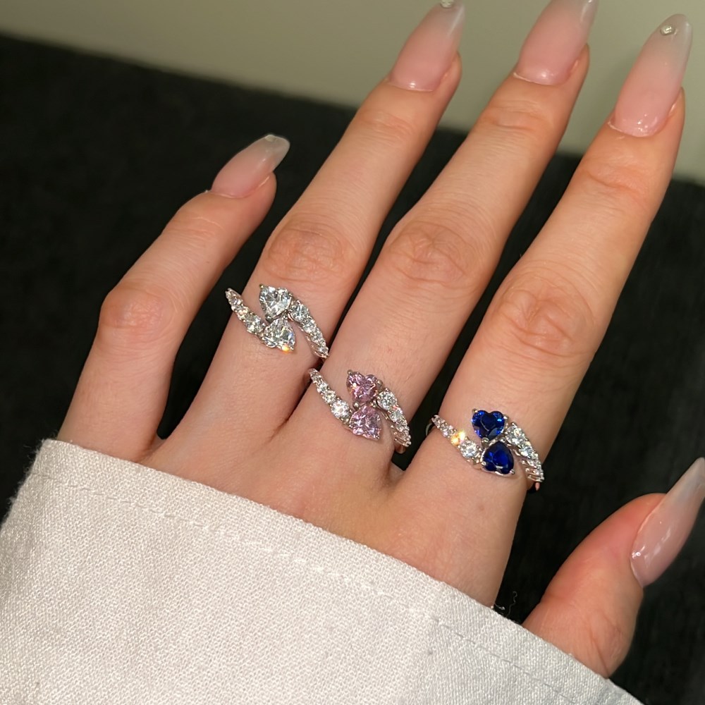 Rings Classification 925 Sterling Silver Zircon Heart Shape Rings