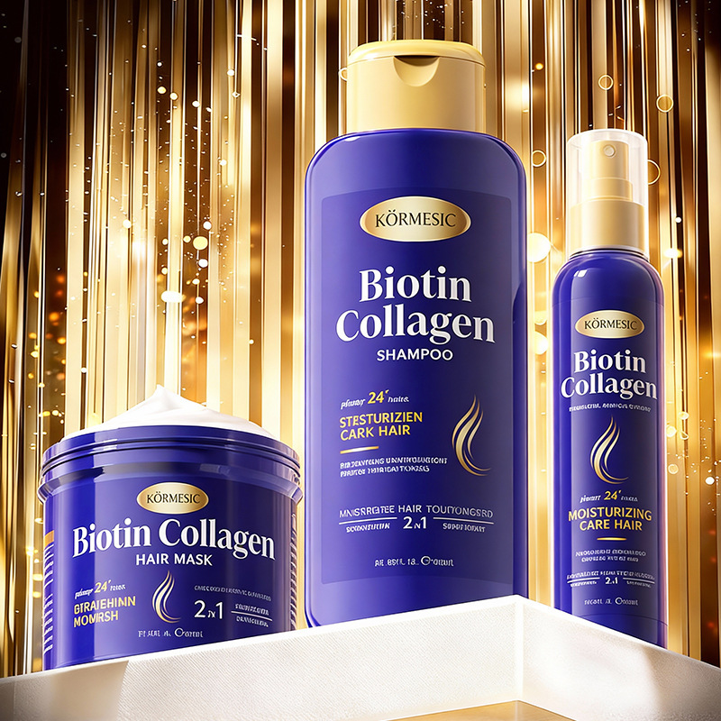 Comercio exterior KORMESIC colágeno y biotina lavado de cabeza shampoo máscara de cabello champú transfronterizo al por mayor