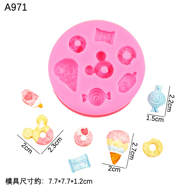 Comida y juego lindo mini donut caramelo helado de silicona molde fondant chocolate cake Decoración