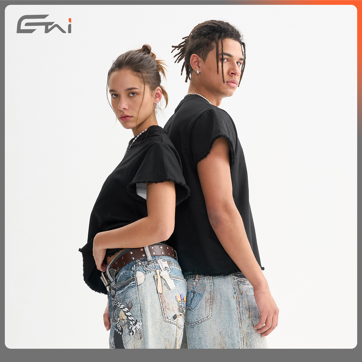 ETAI Hombre| Verano nuevo borde suelto algodón twill boxy camiseta corta ancha marca de moda masculina cuello redondo transfronterizo de color sólido manga corta