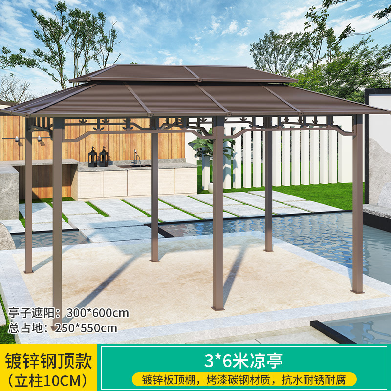 Pabellón al aire libre techo galvanizado pabellón tienda de campaña villa patio jardín terraza punto escénico ocio sombrilla gran cobertizo