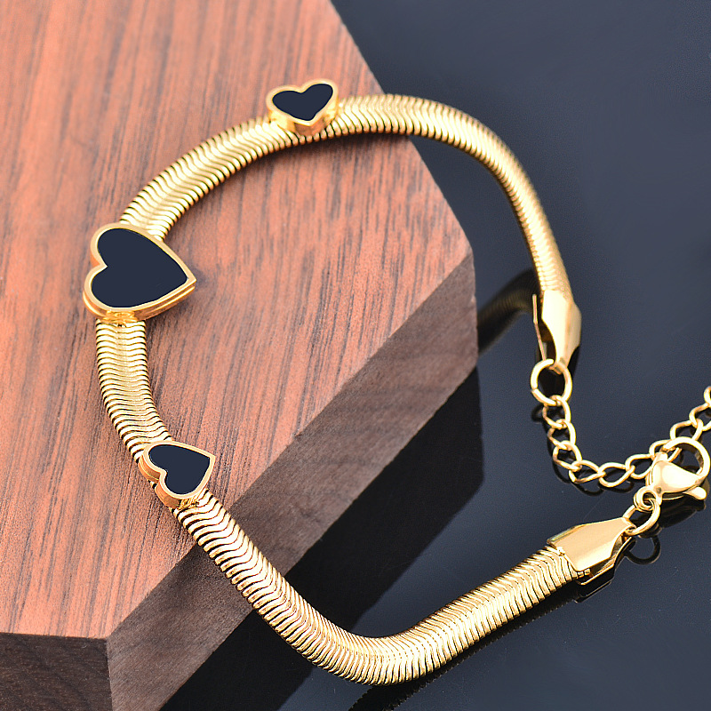 Fashion Heart Shape Stainless Steel Inlay Acrylic Bracelets 1 Piece