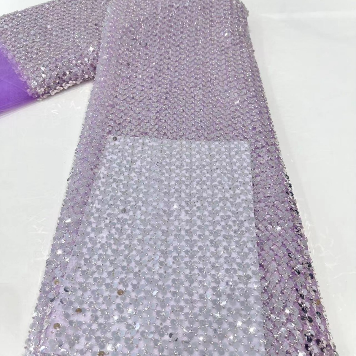 Multicolor industria pesada sequinilla bordado tubo bordado tela de moda lujosa vestido de boda ropa de moda tela de espectáculo