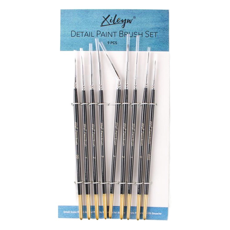 Xile 9 piezas nylon gancho pluma acuarela gouache pintura al óleo gancho pluma tradicional chino pintura fina pluma dibujo borde pluma extremadamente fina línea de gancho