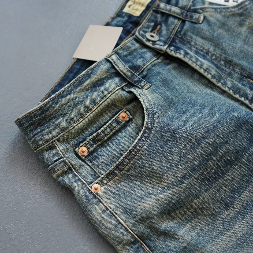 Jeans cargo homme coupe large style rétro décontracté polyvalent_voghion.com