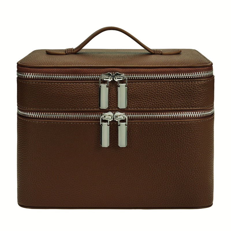 Cross-Border New Pu Lychee Pattern Cosmetic Bag, Portable, Trendy, Large Capacity, Waterproof, Convenient Storage Bag