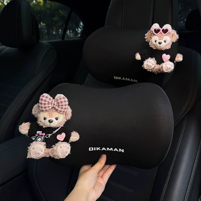 Shirley Mei Car Headrest 2025 New Car Seat Neck Memory Foam Pillow Neck Pillow Car Lumbar Support for Women (Headrest) - main-driver-passenger-driver-pink-plaid-bow-tie-rose-pink-glasses-rose-2-headrests