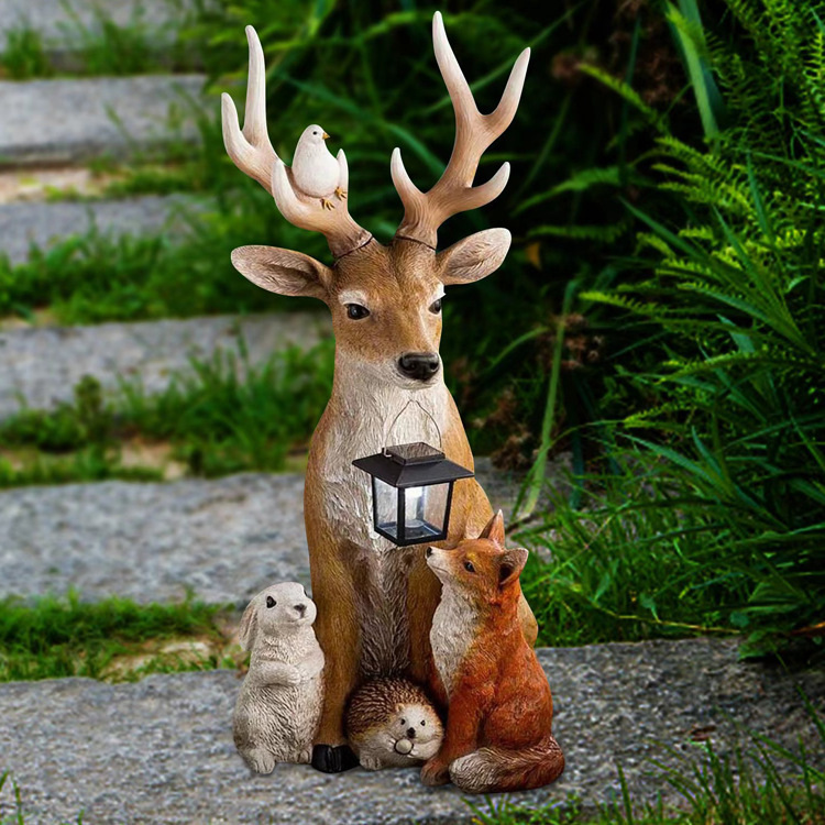 New Snow Deer and Rabbit Resin Light Fox Home Decorations Courtyard Decoration_voghion.com