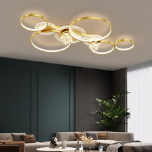 新款客厅灯简约现代大气艺术个性创意圆环灯具北欧主卧室灯吸顶灯