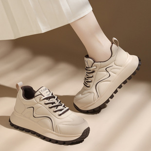 Forrest Gump Shoes Women's Genuine Leather Lightweight Soft-Soled Sports Shoes 2025 Autum New Versatile Non-Slip Soft-Soled Lace-Up Casual Shoes