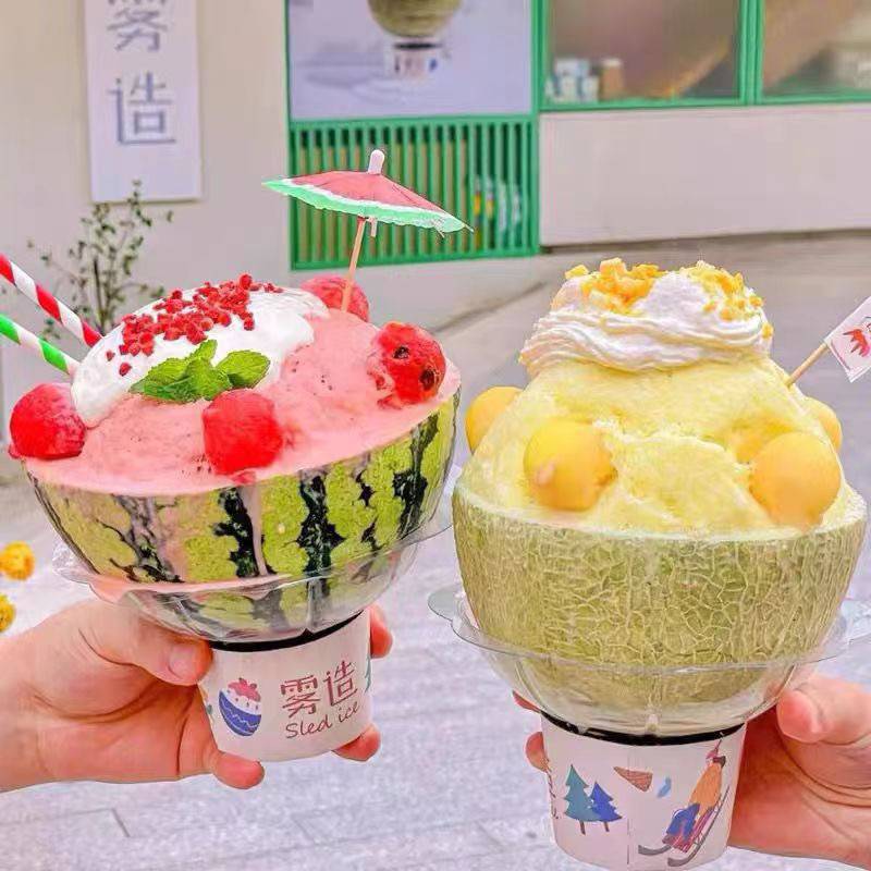 Red Red Snowflake Stand Commercial Ice Bowl Ice Cream Ice Cream Smooth Petal Dessert Disposable Smoothie Cup