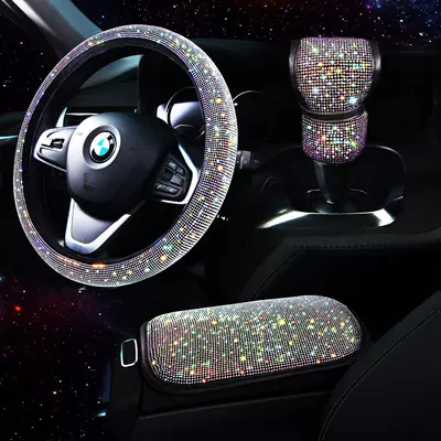 New Fashionable Full-Diamond Car Steering Steering wheel cover - color-38cm