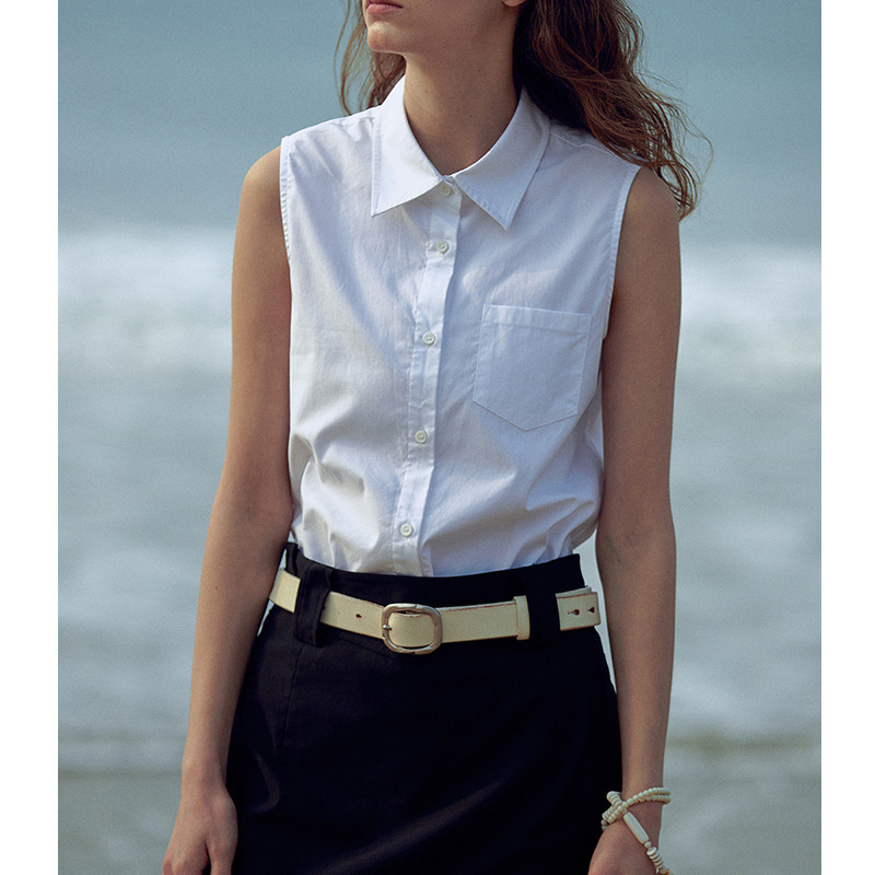 Tissim Cotton White Sleeveless Vest Shirt Women's Early Spring New 2025 Commuter Simple Design Sense Slim Top
