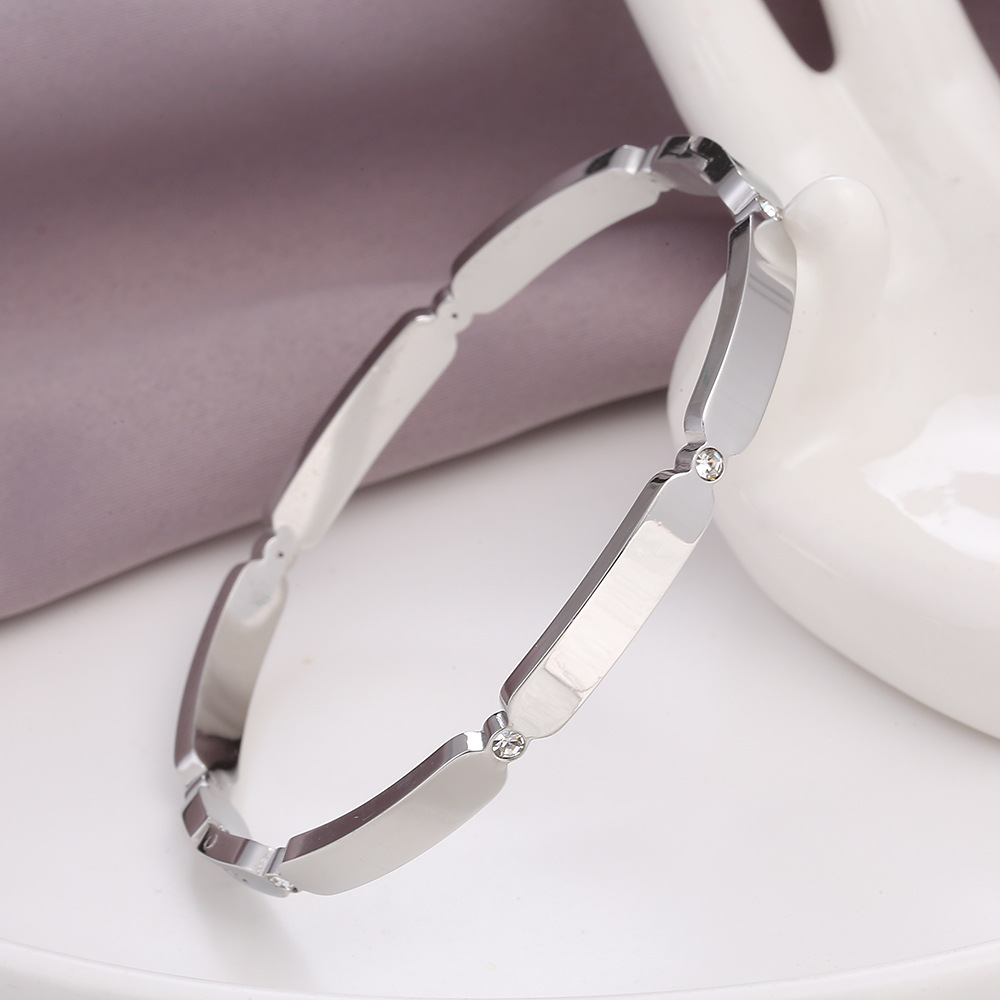 Stainless Steel Material Wholesale Basic Solid Color Stainless Steel 18k Gold Plated Zircon Bangle