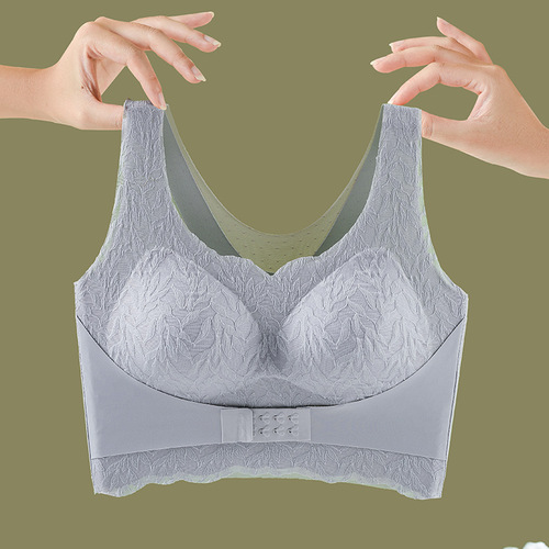 Large size push-up underwear, seamless front buckle, no rims, thin sports bra, beautiful back, big breasts, small bra