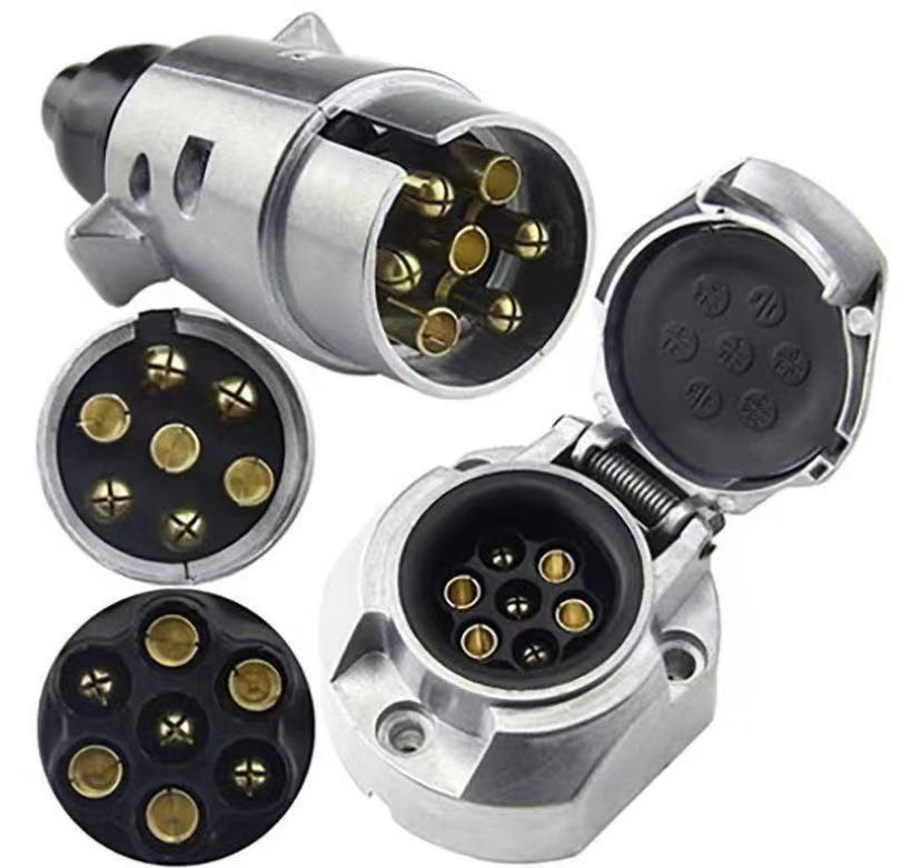 European Aluminum Alloy 12V 7-Core Aluminum Alloy Trailer Plug Connector Signal Tail Light Bundle Adapter European Standard